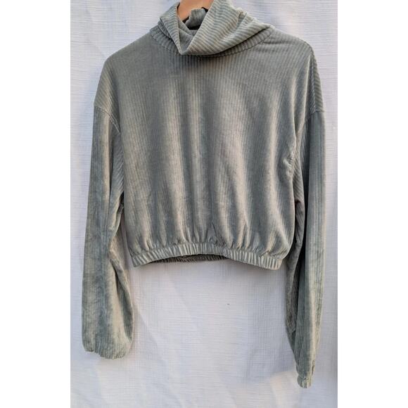 Streetwear Society Women's Ribbed Cropped Long Sleeve Shirt Sz L Sage Lounge - Picture 1 of 7